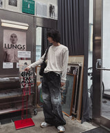 Fiction paint washing denim pants