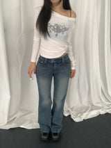 Lucid Two-Button Low-Rise Bootcut Denim