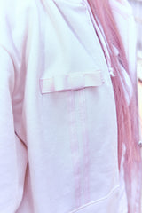 Ribbon bunny hood zip-up (soft pink)