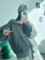 PIGMENT PATCH POINT 2-WAY HOOD ZIP-UP💛🩵🩶 - 3 COLORS