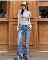Stretch Cotton Slim Short Sleeve T-shirt Melange