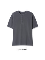 WAFFLE BUTTON OVERSIZED TEE (3C)