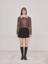 Short reversible leather mustang (Brown)