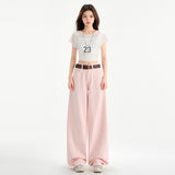 Cherry Blossom Pink Wide Leg Lyocell Denim Jeans