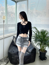 1139. Piercing star denim mini sk