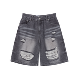 25SS ヘムラインデストロイドデニムショートパンツ グレー