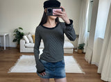 レースストライプTシャツ