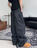 Eiffel studded striped denim pants