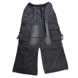 buckle cargo denim pants