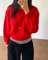 Burnt Overfit Balloon Crop Sweatshirts 4C