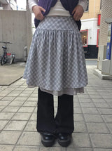 Soel Check Chiffon Midi Skirt