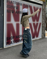 Back damage denim pants