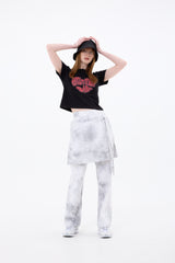 RAINDROP SKIRT PANTS / BLACK