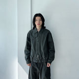 Texture Curved Harrington Jacket