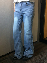 Yeooh Cat Washing Denim Low Bootcut Pants