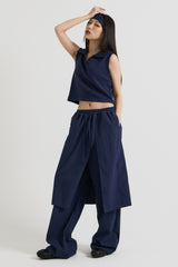コットンバンディングスカートパンツ, Navy