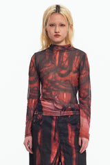 Embryo hair texture printed bottoming shirt