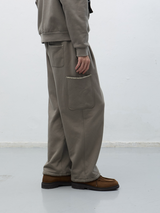 stitch cargo sweat pants - grey         