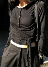  STRAP TIE BUTTON CARDIGAN