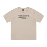 Rivet Point Lettering Tshirts Beige