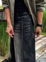 Owen Vintage Back Banding Side Cut Wide Denim Pants