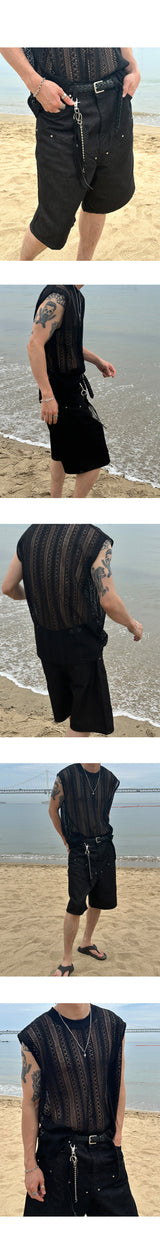 [S/S]リヴェットバミューダデニムパンツ