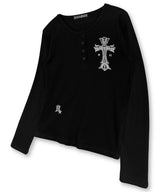 ゴシッククロスヘンリーネックロングスリーブ_ブラック