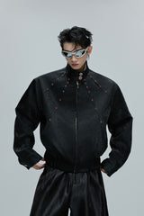 Snake Texture Gem Detail Jacket