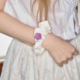 star button scrunchie white
