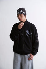 UNICORN VARSITY HIGH NECK ZIP UP BLACK