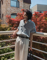 Danish ロールアップハーフデニムシャツ