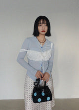 CREAMY DOT SATIN UNBALANCE SKIRT