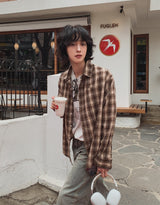 Dino loose fit check shirt