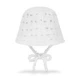 VA Curved Oval Metal Knit Punching Bucket Hat / White