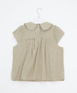 Meva Check Ribbon Short Sleeve Blouse