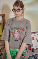 ハローフラワーピグメント半袖Tシャツ