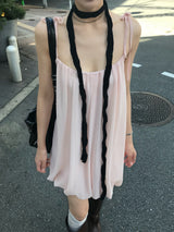 Peach Hug Ribbon Slip Pumkin Sleeveless Mini Dress
