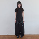 フリルレイヤードドットTシャツ (Black) F25QB128