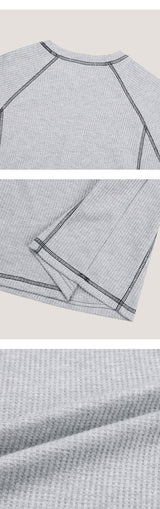 [MUSCLE FIT] Stitch waffle half t-shirts(3color)