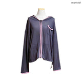 (2color) Piping Mesh Hood Zip-Up