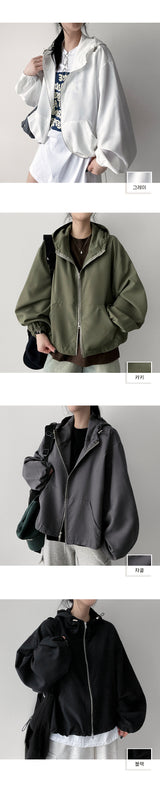 V-key String Windbreaker Hooded Jumper