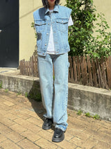 デニムストラップワイドパンツ code 18105