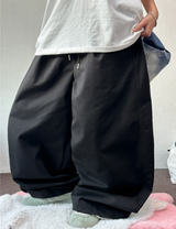 HIP / STREET / KOREAN 💚🐝 GRAFFITI TATTOO PRINT COTTON WIDE BALLOON UNISEX LONG PANTS 🤎🩶🖤💛 - 4 COLORS