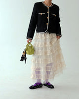 Color-Blocked Chain Tweed Jacket