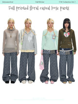 BETWEENAND Women's loose casual pants for autumn, with a floral print that lengthens the legs and helps to slim the figure
