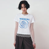 NICOLE ROSE PRINTING CROP TOP_WHITE BLACK