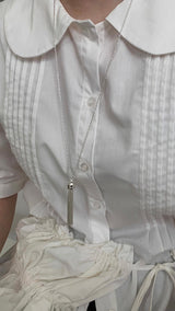 Silver tassel long layered necklace