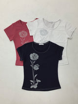 シルバークロスステッチローズTシャツ