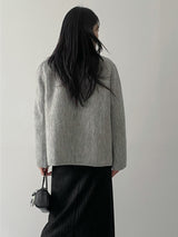 [2oz lining] Hairy wool round jacket