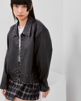 Studded Synthetic Leather Jacket